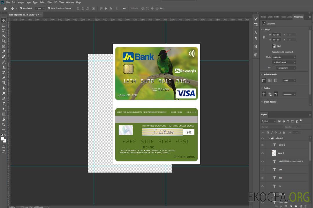 Carte de crédit classique Visa JN Bank de la Jamaïque template Carte de crédit classique Visa JN Bank de la Jamaïque template